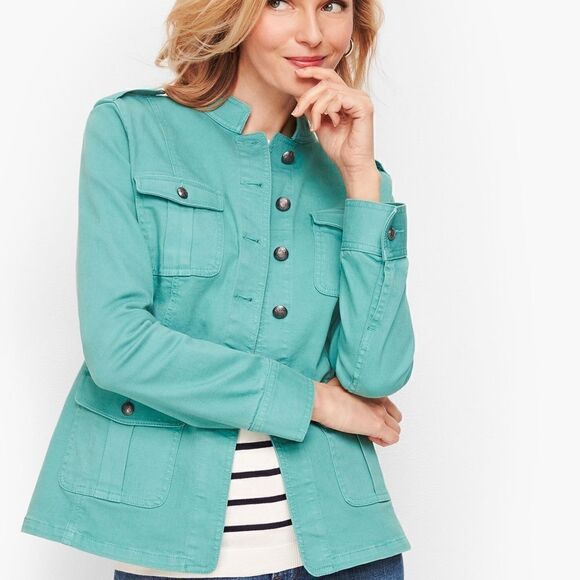 Talbots Band Collar Military Style Jacket - Picture 2 of 6